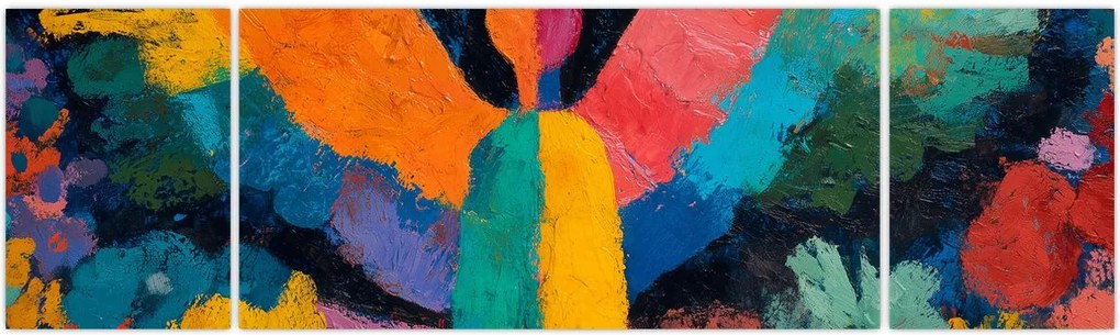 Obraz - Abstrakcyjny anioł z kwiatami (170x50 cm)