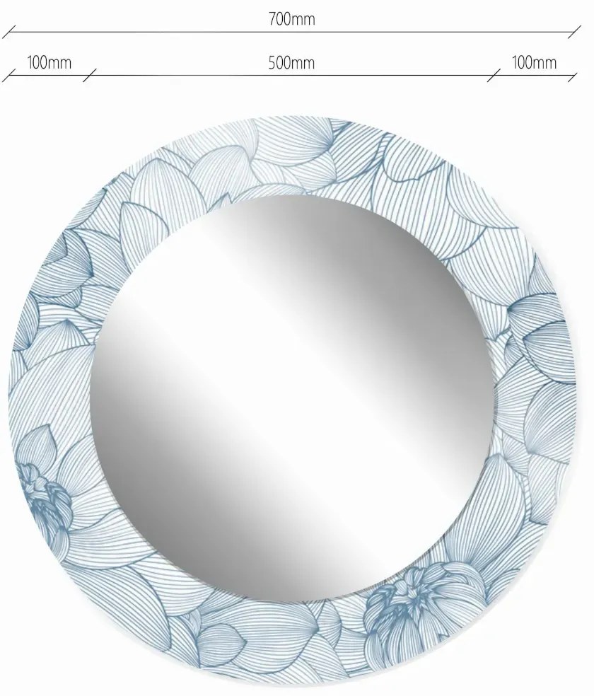 Lustro okrągłe MORENA FLOWERS 70cm niebieskie BALTICA DESIGN