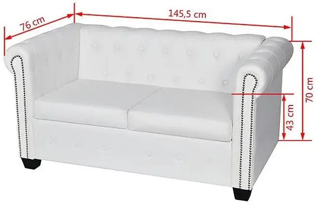 2-osobowa biała sofa w stylu Chesterfield - Charlotte 2Q