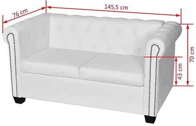 2-osobowa biała sofa w stylu Chesterfield - Xavier 2Q