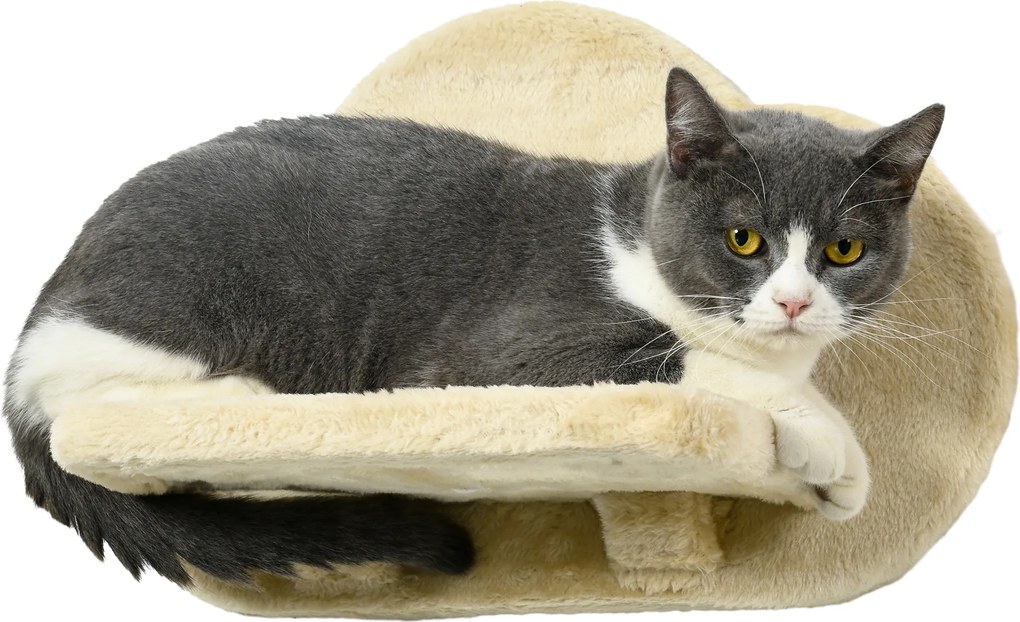 PawHut Schodki dla Kotów do Montażu na Ścianie 40cm Beżowe Schody dla Kota z Miejscem do Wypoczynku i Zabawy | Aosom PL