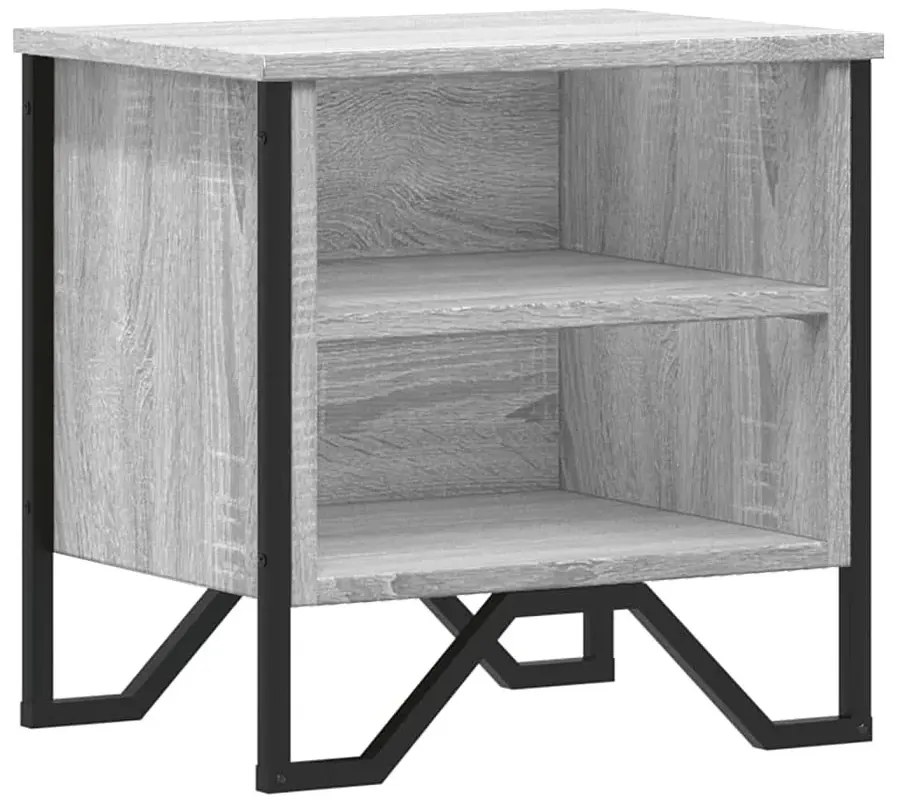 Szafka nocna na metalowym stelażu szary dąb N3-F45