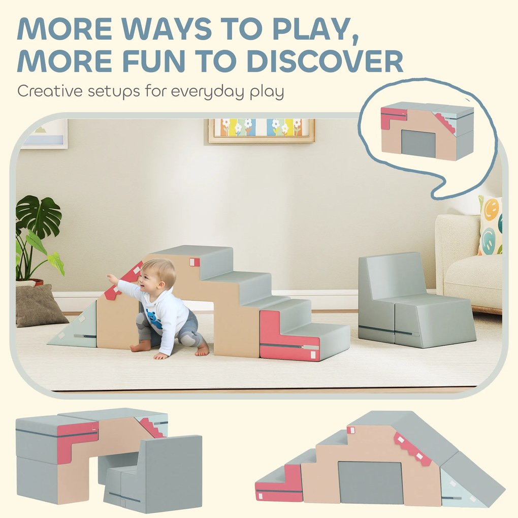 AIYAPLAY 2-częściowy zestaw miękkich klocków dla małych dzieci, sztuczna skóra, pianka, do wspinania, budowania, zabawy, Wielokolorowy