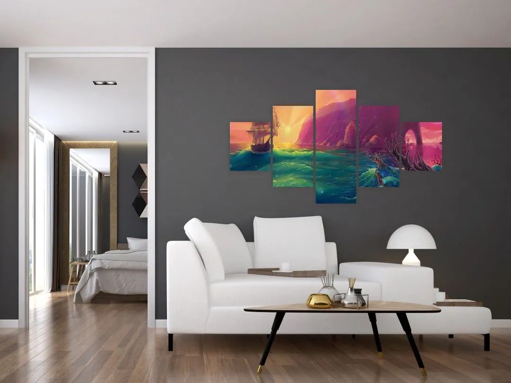 Obraz - Obraz olejny, Podróż do fantastycznego królestwa (125x70 cm)