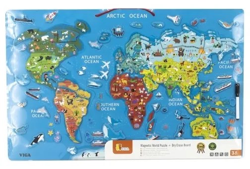 Viga 2w1 tablica edukacyjna z magnetyczną mapą świata montessori
