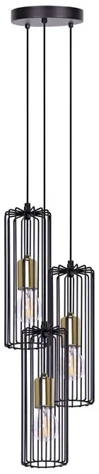 Czarno-złota industrialna lampa wisząca tuba - S776 C9-G76