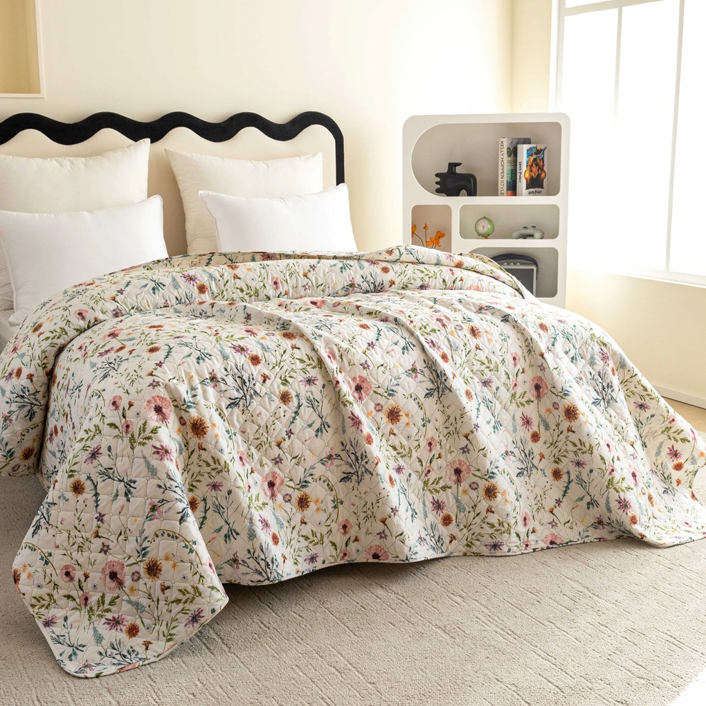 Narzuta na łóżko HERBALIS kremowa Rozmiar: 170 x 210 cm