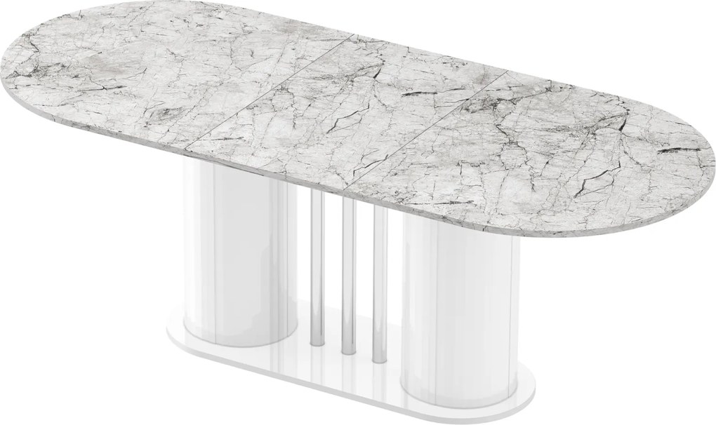 Rozkładany stół z owalnym blatem Cesaro Hubertus marmur połysk