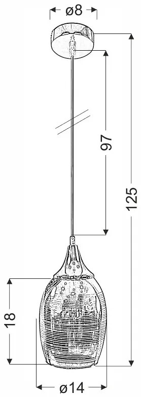 Nowoczesna wisząca lampa ze szklanym kloszem - D145 H3-T62