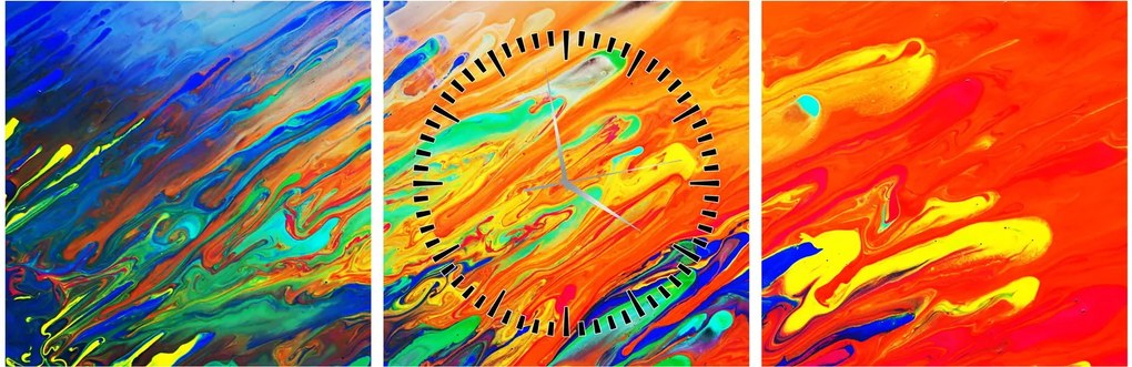 Obraz - Kolorowa abstrakcja (z zegarem) (90x30 cm)