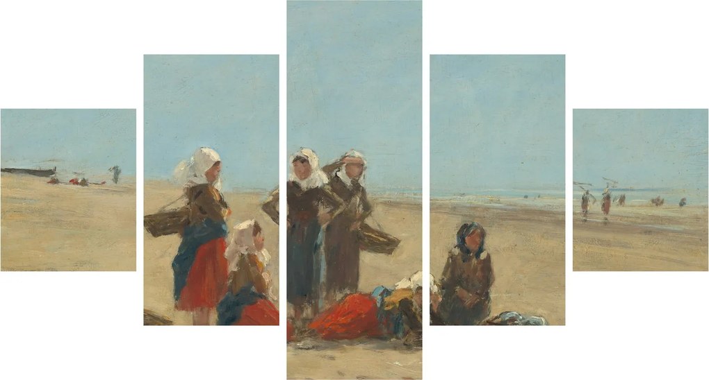 Obraz - Eugène Boudin, Women on the Beach at Berck, reprodukcje (125x70 cm)