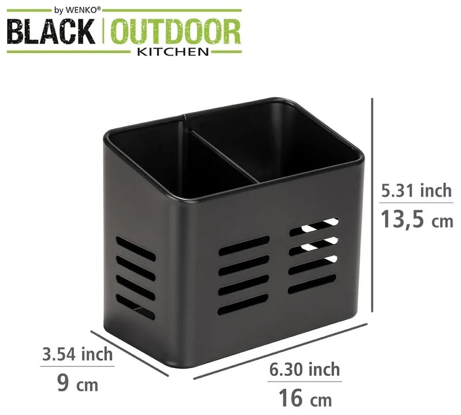 Czarny stojak na sztućce Wenko Black Outdoor Kitchen Baco