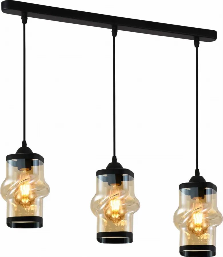 Czarna trzykloszowa lampa w stylu glamoru - K8-F47