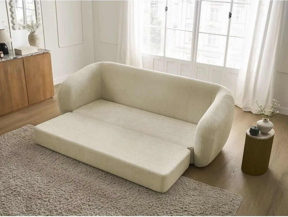 Szarobrązowa rozkładana sofa z tkaniny szenilowej 228 cm Neyo – Bobochic Paris