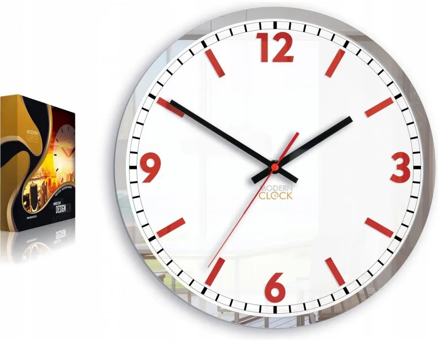 Zegar na ścianę klasyczny cichy mechanizm okrągły z białą tarczą akrylowy