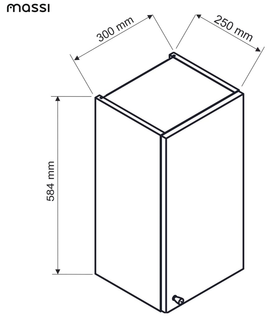 Szafka łazienkowa wisząca górna/boczna biała ryflowany front  30 x 25 cm UMBRIA white