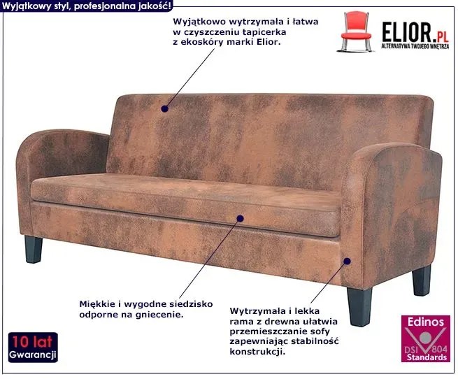 Trzyosobowa sofa Atlas 3X - brązowa