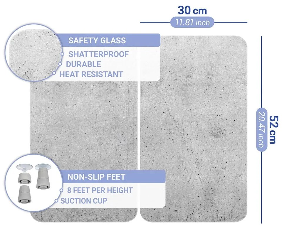 Zestaw 2 szarych szklanych płyt ochronnych na kuchenkę Wenko Universal