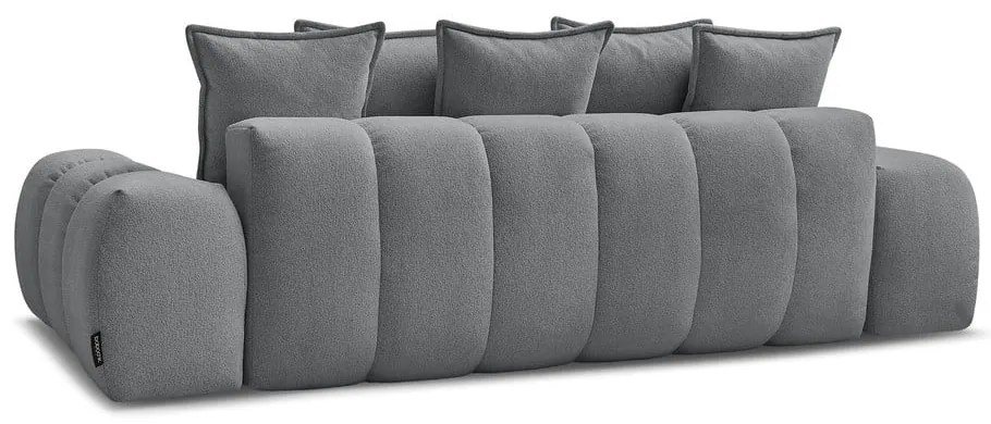 Ciemnoszara rozkładana/ze schowkiem sofa z tkaniny szenilowej 278 cm Everest – Bobochic Paris