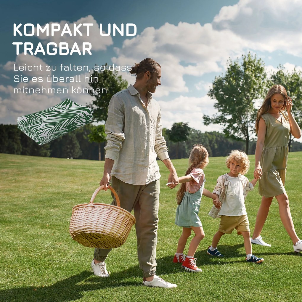 Outsunny Dywanik zewnętrzny dwustronny, odporny na warunki pogodowe, z motywem liści, 152 x 243 cm Ciemnozielony | Aosom PL