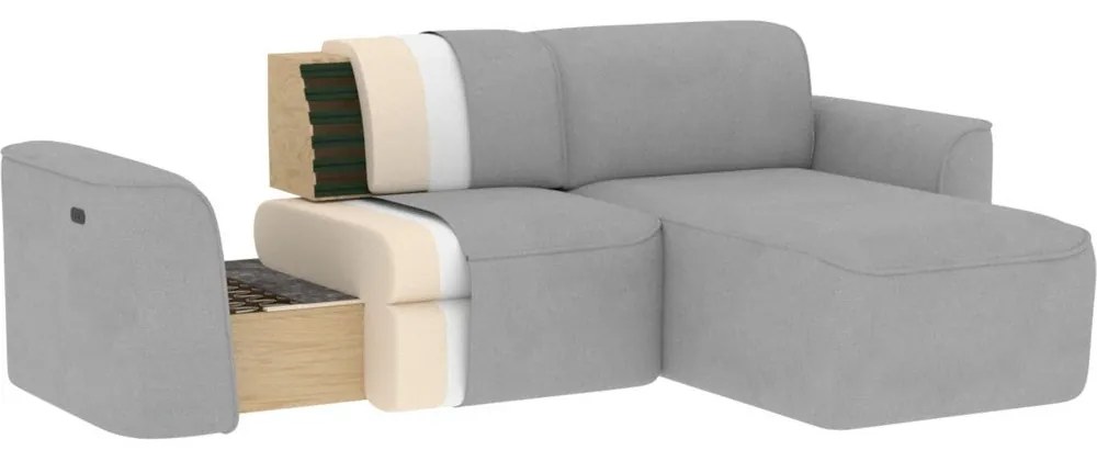 Ciemnoszary narożnik z materiału bouclé (lewostronny/z szezlongiem) Ume – ELTAP