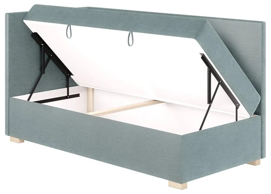 Niebieskie narożne łóżko dziecięce ze schowkiem i materacem 90x200 cm Flexi – Ghado