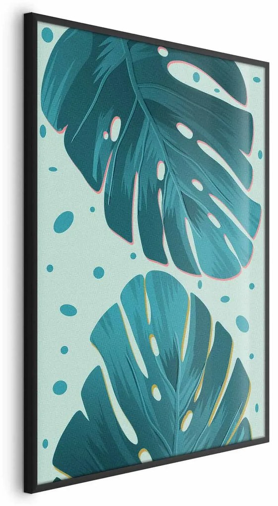 Plakat Zroszone liście 40x60 cm z ramą czarną bez marginesu ARTGEIST B