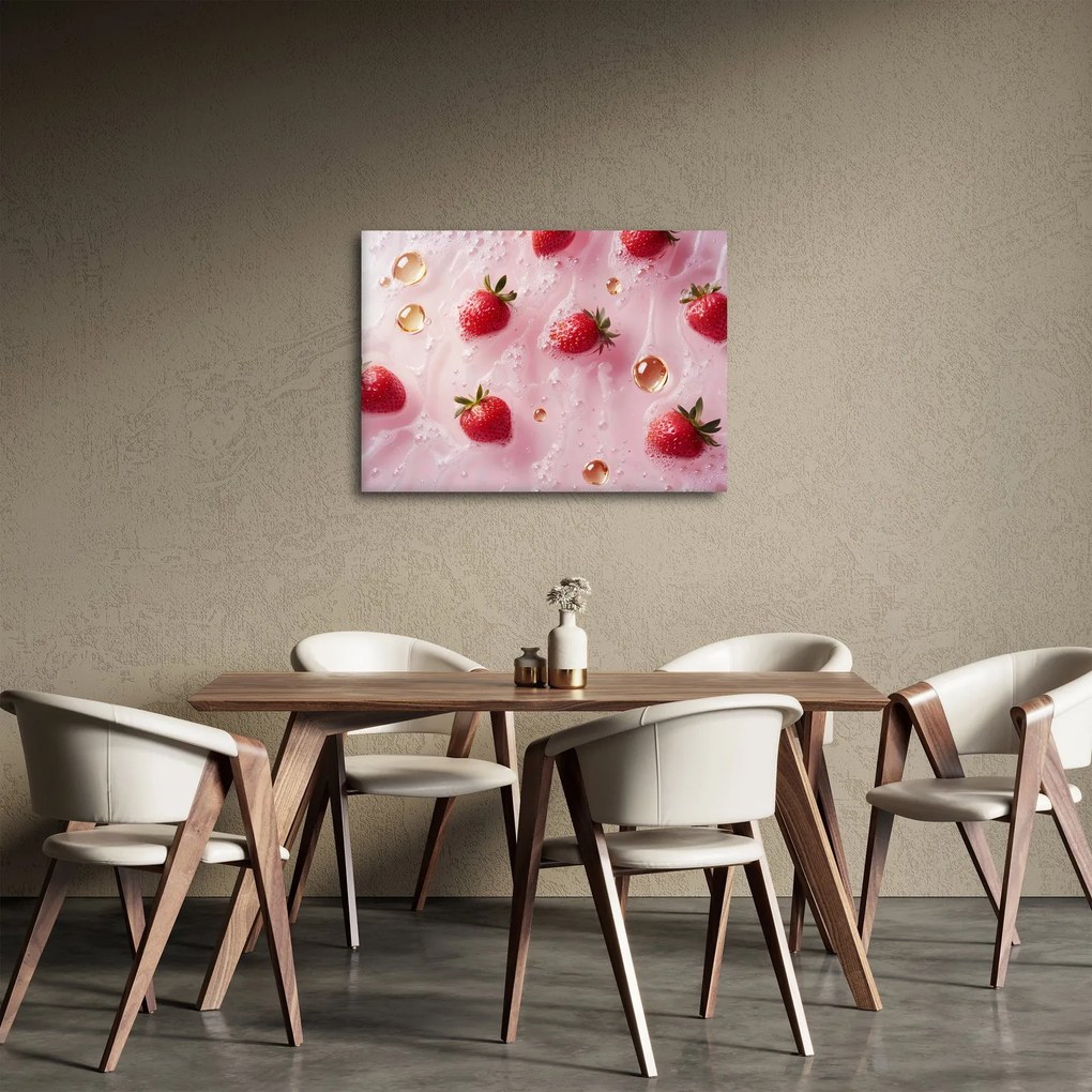 Obraz - Truskawki w bąbelkach (70x50 cm)