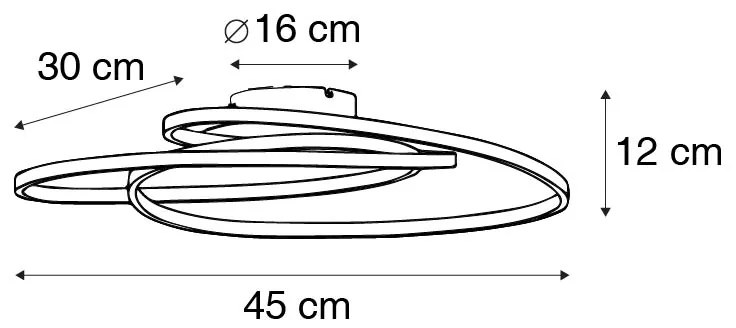 Plafon / Lampy sufitowe czarny 45 cm z wbudowanym LED 3-stopniowy ściemniacz - RowinDesignerski Oswietlenie wewnetrzne
