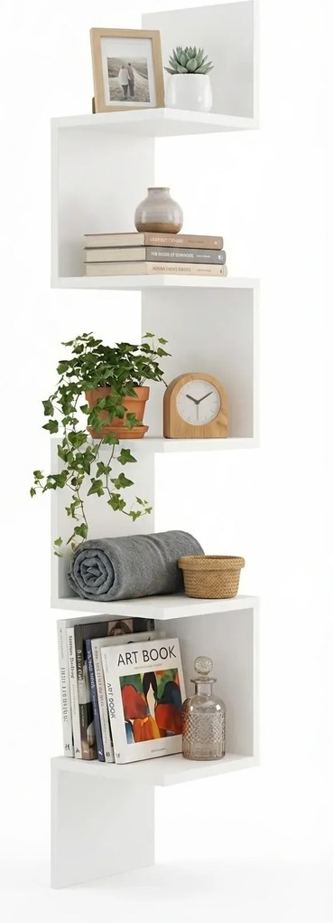 Biała Narożna Półka Ścienna 5 Poziomów M0-K13