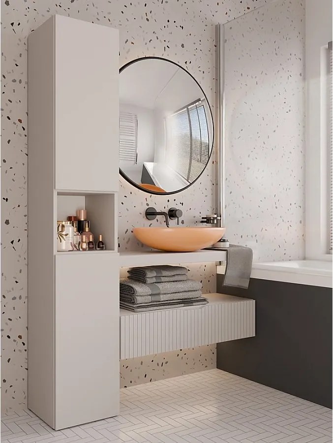 Słupek Łazienkowy Nel I |  Kaszmir | 31x30x174 cm | Regał Łazienkowy