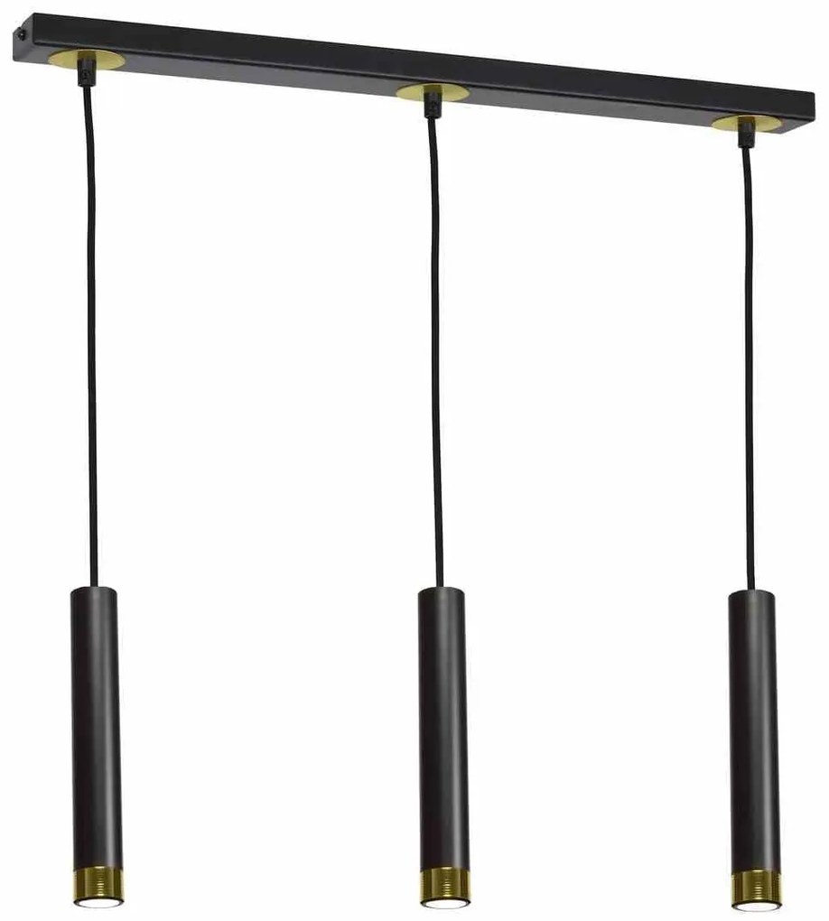 Lampa wisząca tuba, czarna/złota DANI BLACK/GOLD 3xGU10