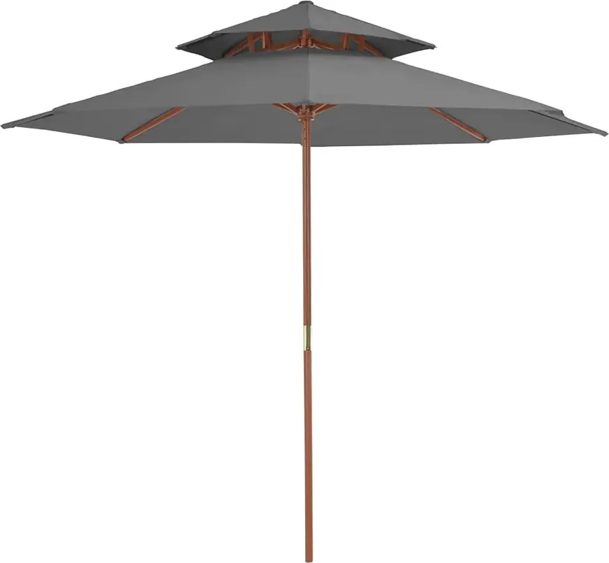 Okrągły parasol ogrodowy z drewnianym słupkiem antracyt A2-C47