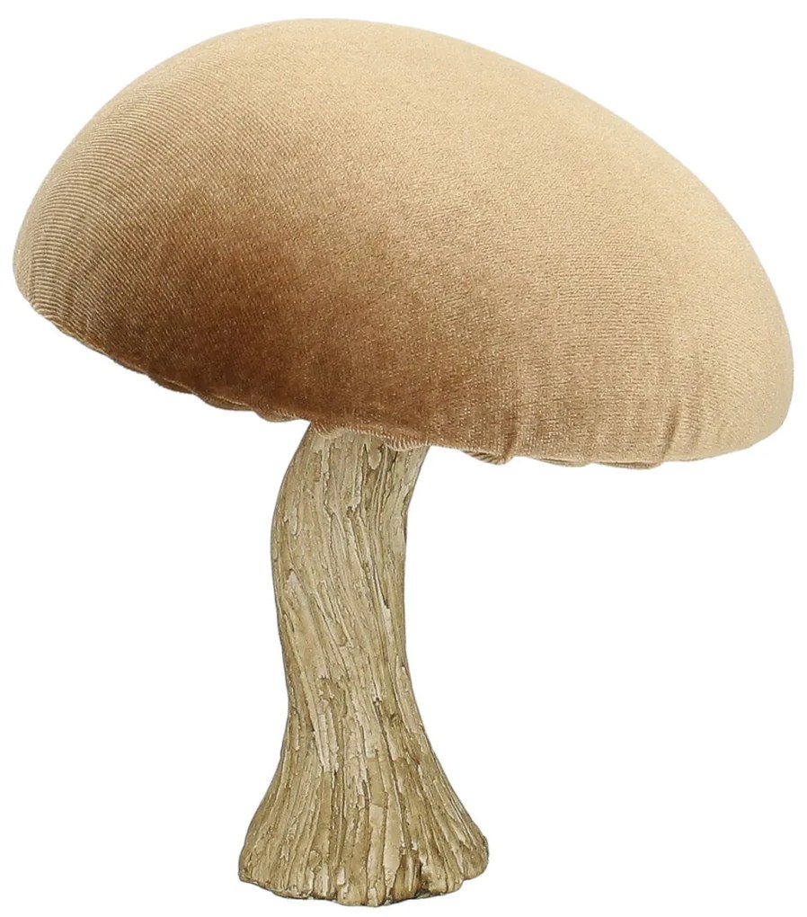 Dekoracja Velvet Mushroom 17 cm caramel