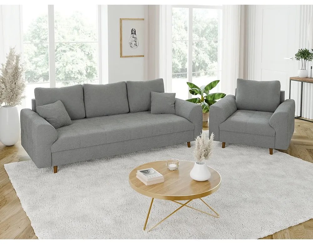 Szara sofa z materiału bouclé 210 cm Ariella – Ropez
