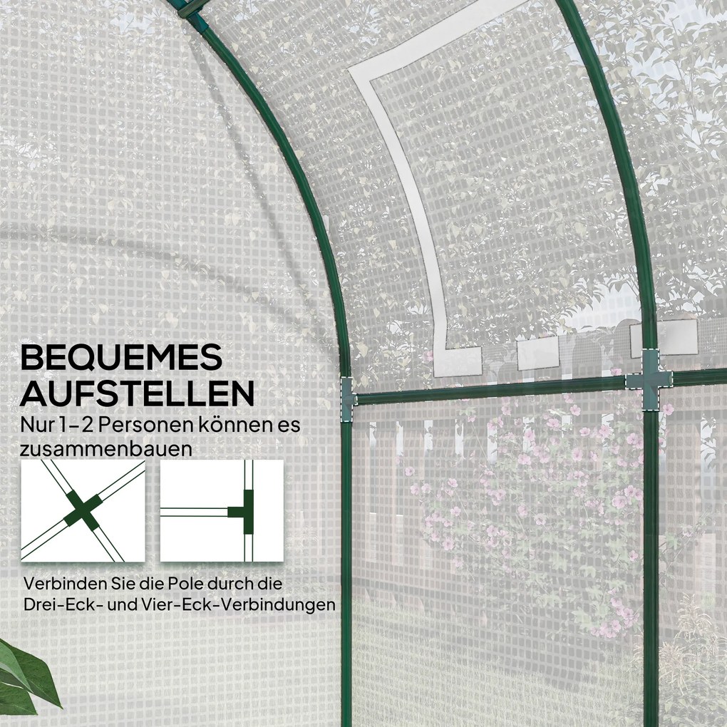 Outsunny Szklarnia, przenośny dom dla roślin ze stalowym stelażem i pokryciem z tworzywa, Biały | Aosom PL