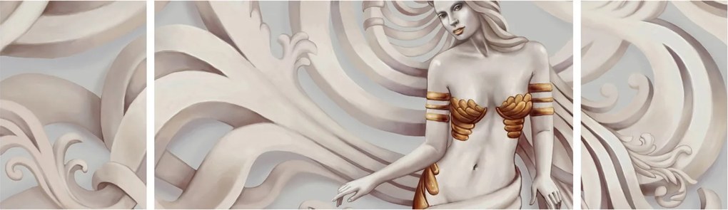 Obraz bogini z motywem kwiatowym (170x50 cm)