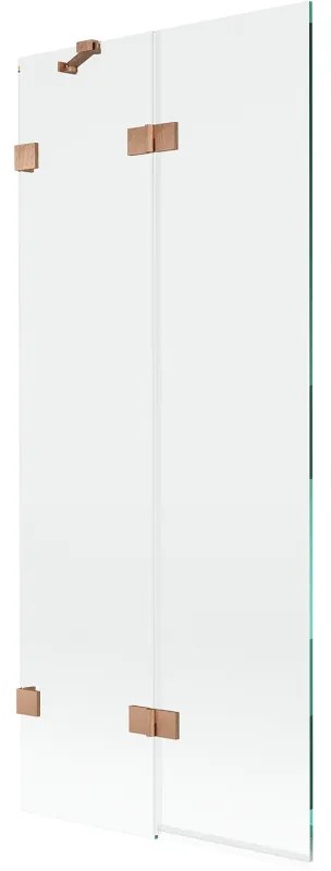 Mexen Lunar parawan nawannowy 2-skrzydłowy lewy 80 x 150 cm, transparent, miedź szczotkowana - 897-080-100-65-00-L