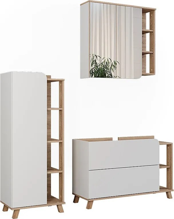 Zestaw mebli łazienkowych sonoma/biały 100x35x65 karen