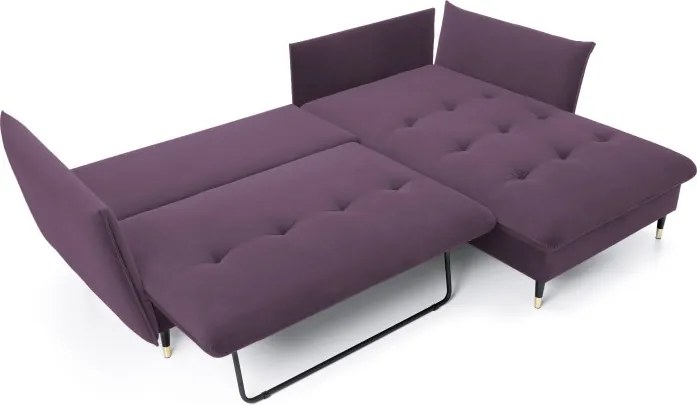Narożnik GLAM Prawostronny z funkcją spania, zestaw z poduszkami wolnostojący tkanina RIVIERA 69 Fioletowy DOMO HOME