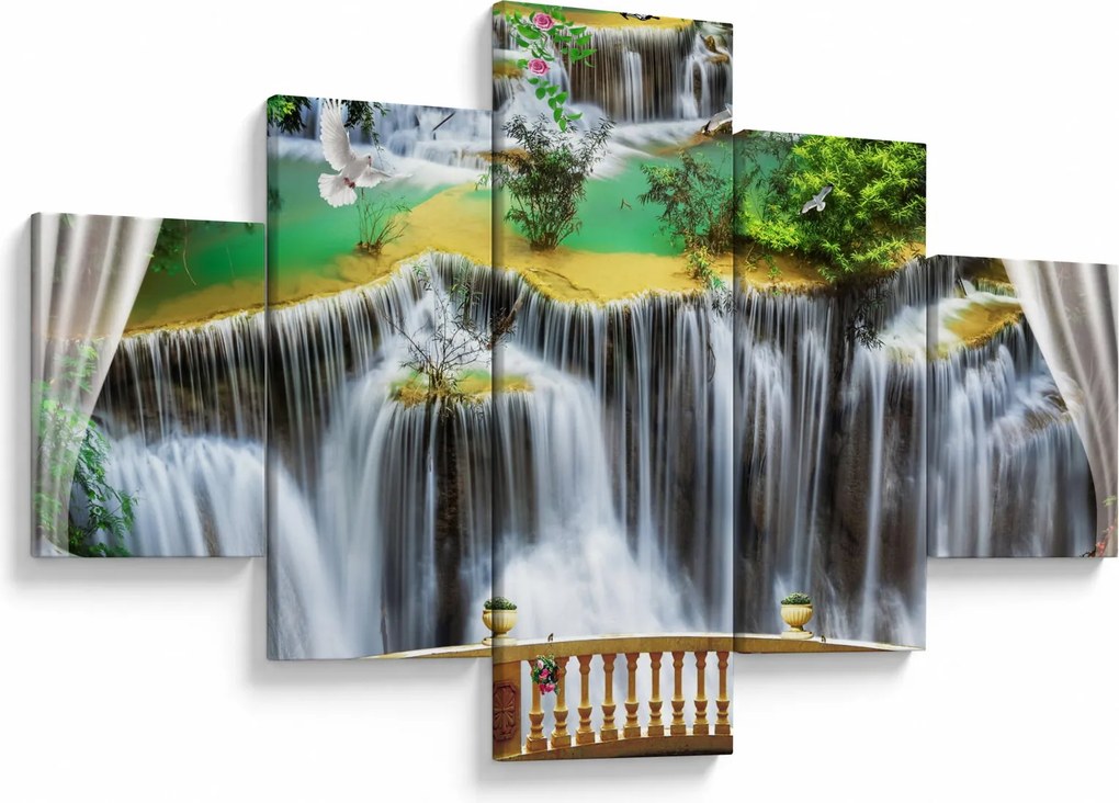 Obraz - Widok magicznych wodospadów (125x70 cm)