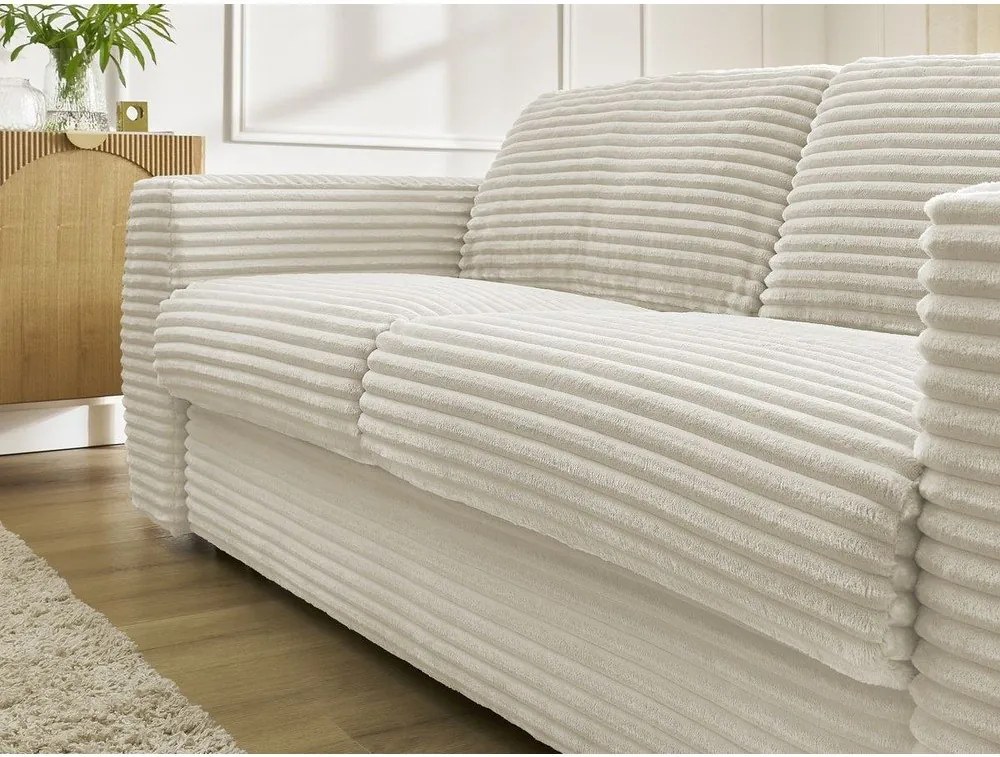 Beżowa sztruksowa rozkładana sofa do spania 220 cm Hugo – Bobochic Paris