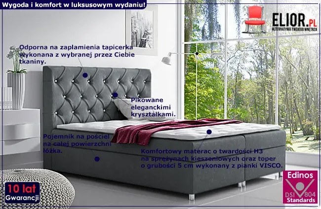 Duże łóżko z pikowanym zagłówkiem Active 160x200 - 44 kolory