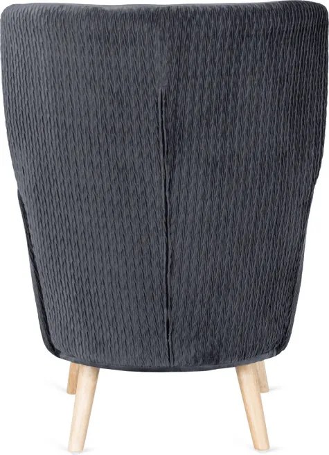 Fotel Uszak Wypoczynkowy SANTOS Szary Welurowy Nowoczesny Loft