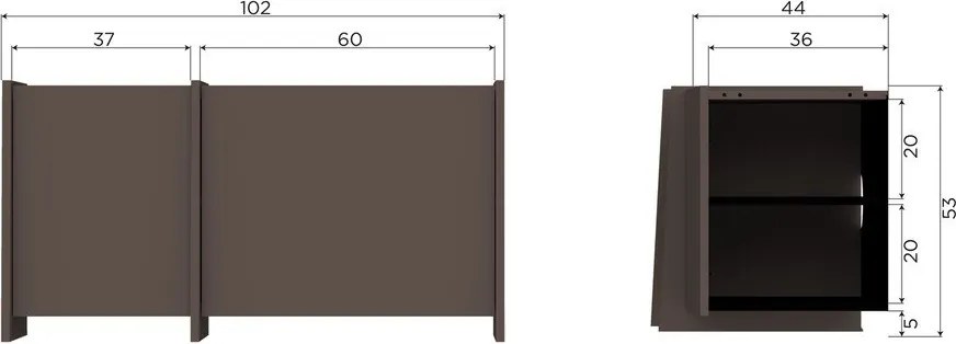 Ciemnobrązowa szafka pod TV w dekorze jesionu 102x53x44 cm Brock – WOOOD