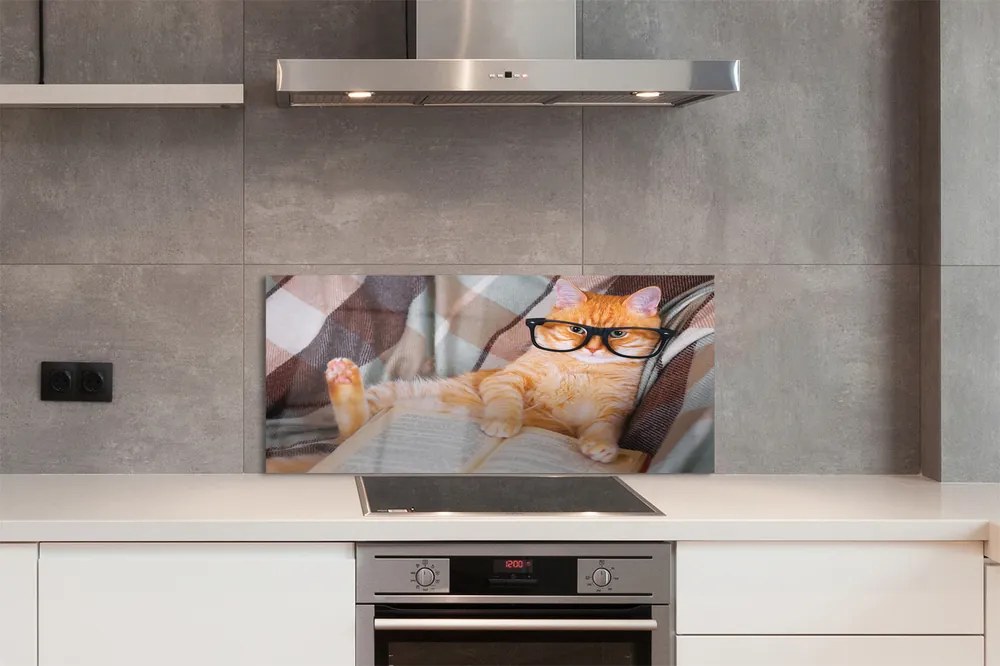 Panel Szklany Inteligentny Kot Bibliofil