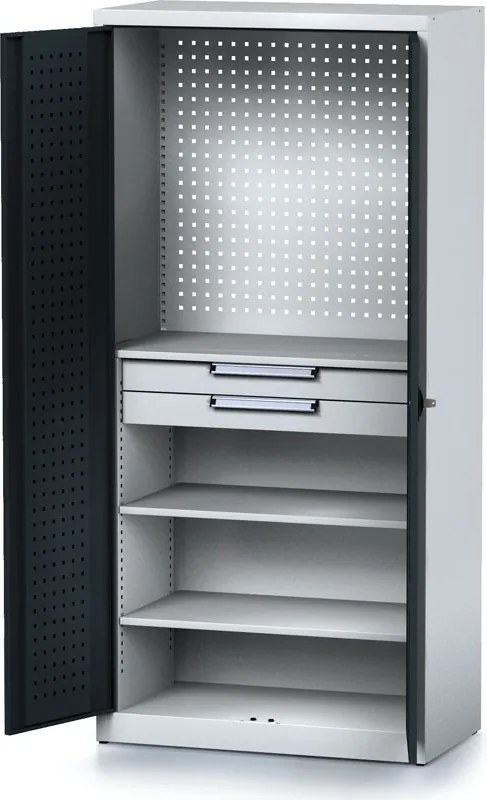 Szafa warsztatowa MECHANIC, 1950 x 920 x 500 mm, 2 szuflady, 3 półki, graphitowe drzwi
