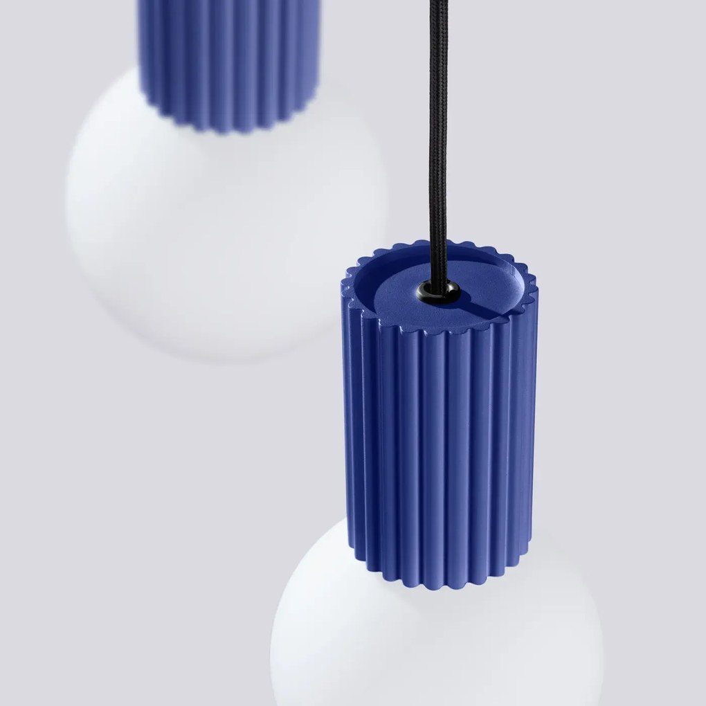 Lampa wisząca HALO 3P ultramaryna ryflowana SOLLUX LIGHTING