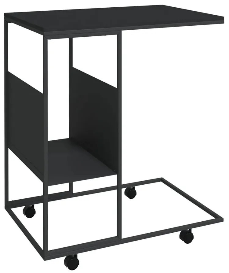 Czarny stolik pomocniczy na kółkach C2-L25