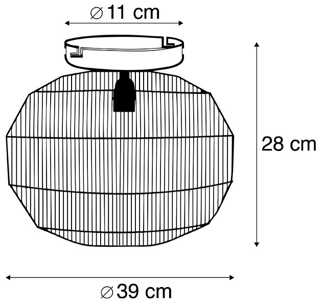 Orientalna lampa sufitowa czarna ze sznurkiem - RikiKolonialny Oswietlenie wewnetrzne